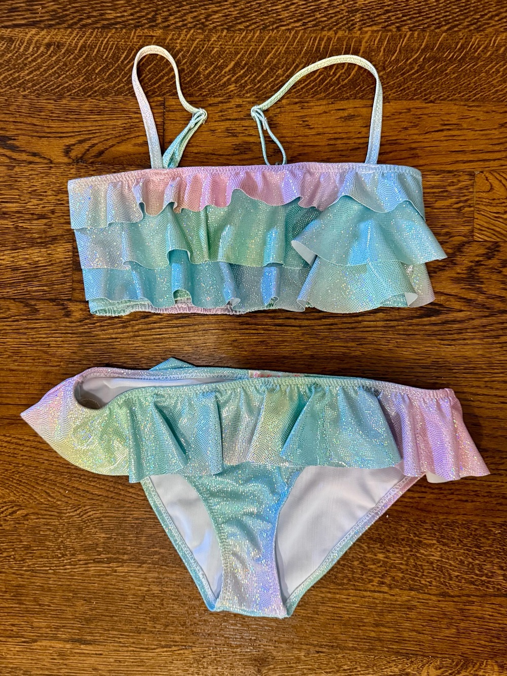 NWT Billieblush Pastel Rainbow Ruffle Two-Piece Bikini Sz 12